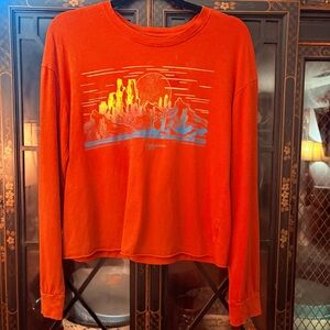 Rebels Fiery Orange Rodeo Trippin Cactus Graphic Long Sleeve Tee